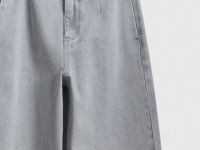 Широкие укороченные джинсы с ремнём, Серый