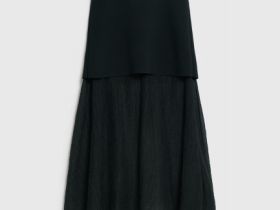 Двуслойная юбка с полупрозрачным подолом, Черный