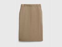 Прямая юбка миди из хлопка, Бежевый
