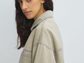 Джинсовая куртка-рубашка, Бежевый