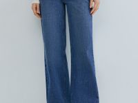 Широкие джинсы с высокой посадкой, Синий