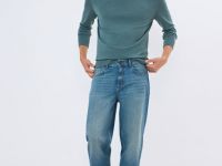 Базовый джемпер с высоким воротником, Голубой