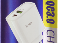 Зарядное устройство Hoco C57A USB/USB-C 18 Вт Белое