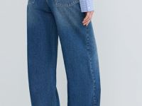 Ультраширокие джинсы с высокой посадкой, Синий