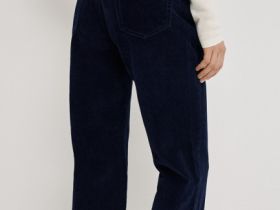 Джинсы с велюром, Синий