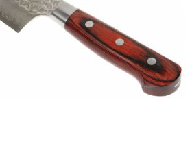 Нож Сантоку 180 мм, Sakai Takayuki, сталь VG-10 Damascus, рукоять дерево Pakka wood, коричневый