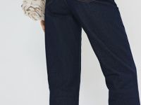 Прямые джинсы с высокой посадкой, Синий