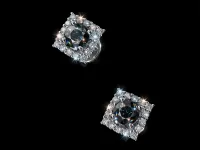 Пусеты из белого золота с сапфирами и бриллиантами э4737пс06220418