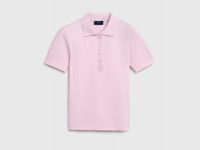 Поло в рубчик с коротким рукавом, Розовый