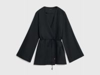 Рубашка изо льна с завязкой, Черный