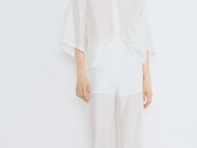 Брюки из полупрозрачной ткани, Белый