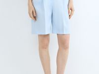 Шорты-бермуды со складками, Голубой