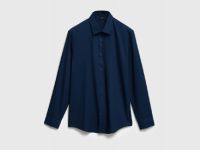 Рубашка из структурной ткани, Синий