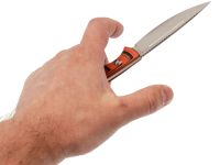 Туристический нож Kizer Evenki 2, сталь AEB-L, рукоять Black/Orange G10
