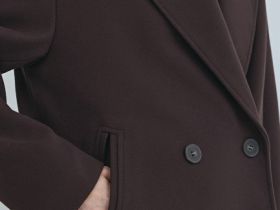 Короткое двубортное пальто, Коричневый