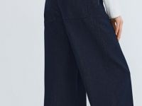 Широкие джинсы с поясом на резинке, Синий