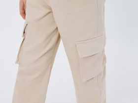 Брюки с карго-карманами для девочек, Бежевый
