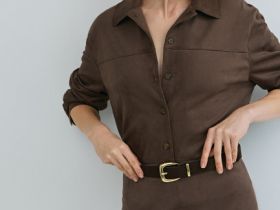 Рубашка из искусственной замши, Коричневый