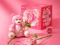 JK8135 Конструктор Розовый Мишка Тэдди с розой