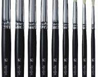 Кисть щетина №9 круглая Альбатрос "Профи" длинная ручка черная