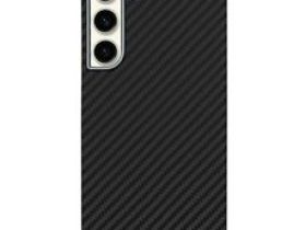 Чехол-накладка Kzdoo Keivlar Case для Samsung Galaxy S24 карбоновый (черно-серый в полоску)