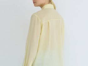 Полупрозрачная рубашка из хлопка и рами, Желтый