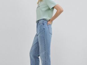 Джинсы Мом из плотного денима, Голубой