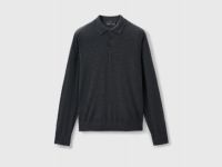 Джемпер поло из шерсти мериноса, Серый