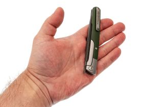 Складной нож Fat Dragon Attendants, сталь дамаск, рукоять G-10/сталь, зеленый