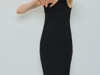 Трикотажное платье-майка в рубчик, Черный