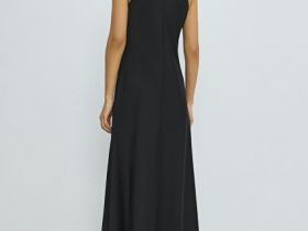 Платье макси из сатина, Черный