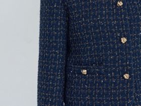 Укороченный жакет из твида, Синий