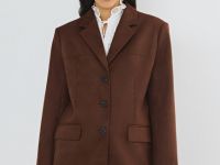 Однобортный жакет из замши, Оранжевый