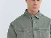 Куртка-рубашка из твила с карманами, Зеленый