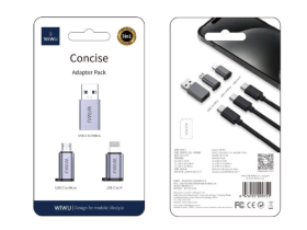 Адаптер WIWU Concise 3 в 1 Type-C на USB /Micro SD/Lightning (Wi-C031) (Grey)