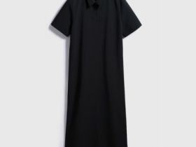 Платье с воротником-поло, Черный