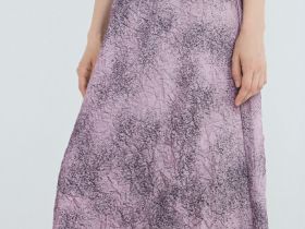 Атласная юбка из жатой ткани, Розовый