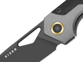 Складной нож Kizer Serpentine, сталь Elmax, рукоять титан/микарта, серый