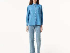 Женская джинсовая рубашка Lacoste оверсайз