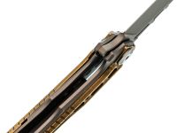 Складной нож Nimo Knives Divinity Tree, сталь M390, рукоять титан, серый/золотой