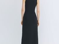 Вязаное платье с воротником-поло, Черный