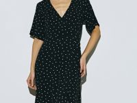 Платье на запах из креповой вискозы, Черный