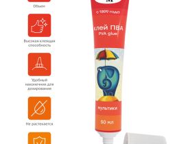 Клей ПВА Гамма "Мультики", в тубе, 50 мл