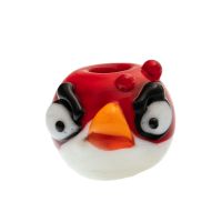 Бусина Angry bird, красная, стекло