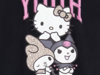 Футболка с принтом Hello Kitty для девочек, Черный
