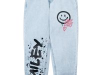 Брюки текстильные джинсовые для девочек