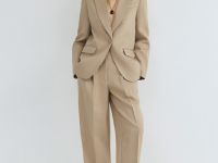 Однобортный жакет, Бежевый