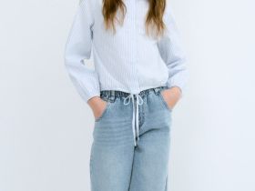 Рубашка с утяжкой по низу для девочек, Белый