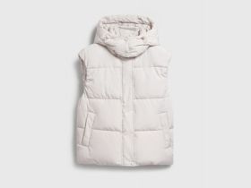 Утеплённый жилет с капюшоном, Бежевый