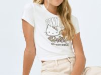 Футболка с принтом Hello Kitty для девочек, Белый